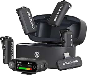 Hollyland Lark MAX 2 Combo Versão 4 Pessoas, Microfone Lavalier Sem Fio, Ideal para Gravação com Várias Pessoas, Microfone para Câmera, iPhone, Android, (4TX + 2RX + Case de Carregamento)