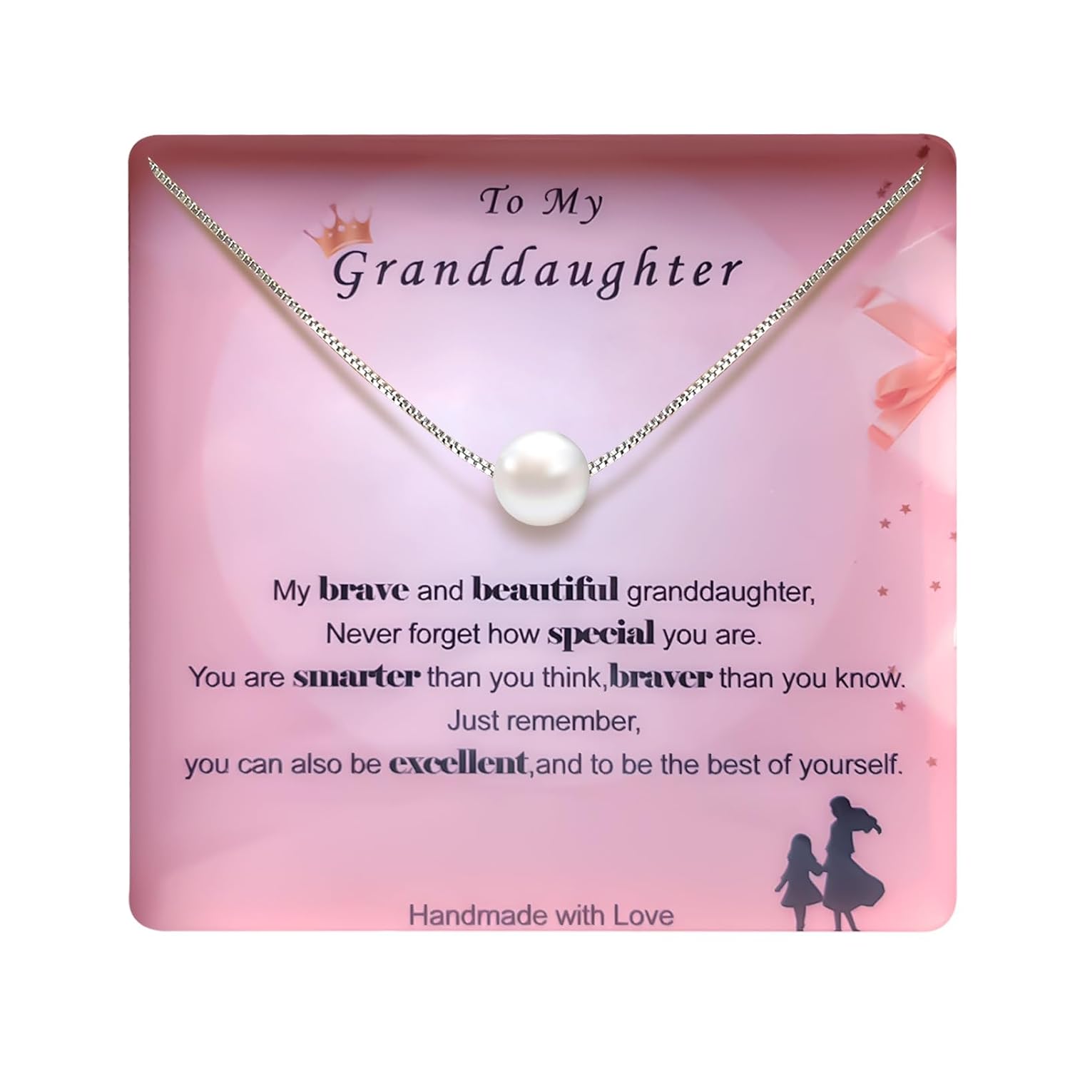 Granddaughter Necklace Gifts from Grandma,Handmade Sterling