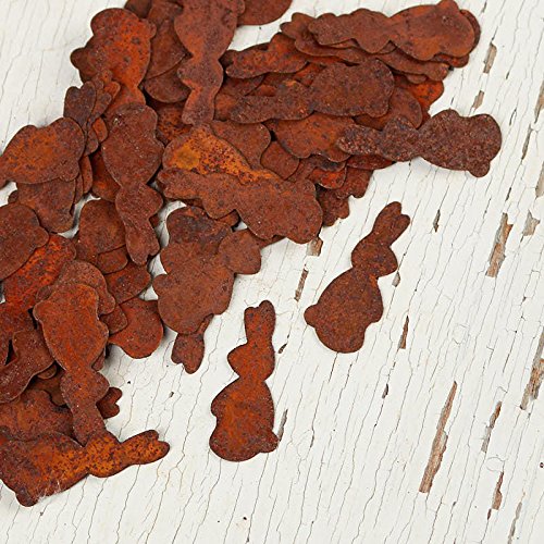 100 Miniature Rusty Tin Bunny Cutouts with Flat Back for Crafting - 1-1/4