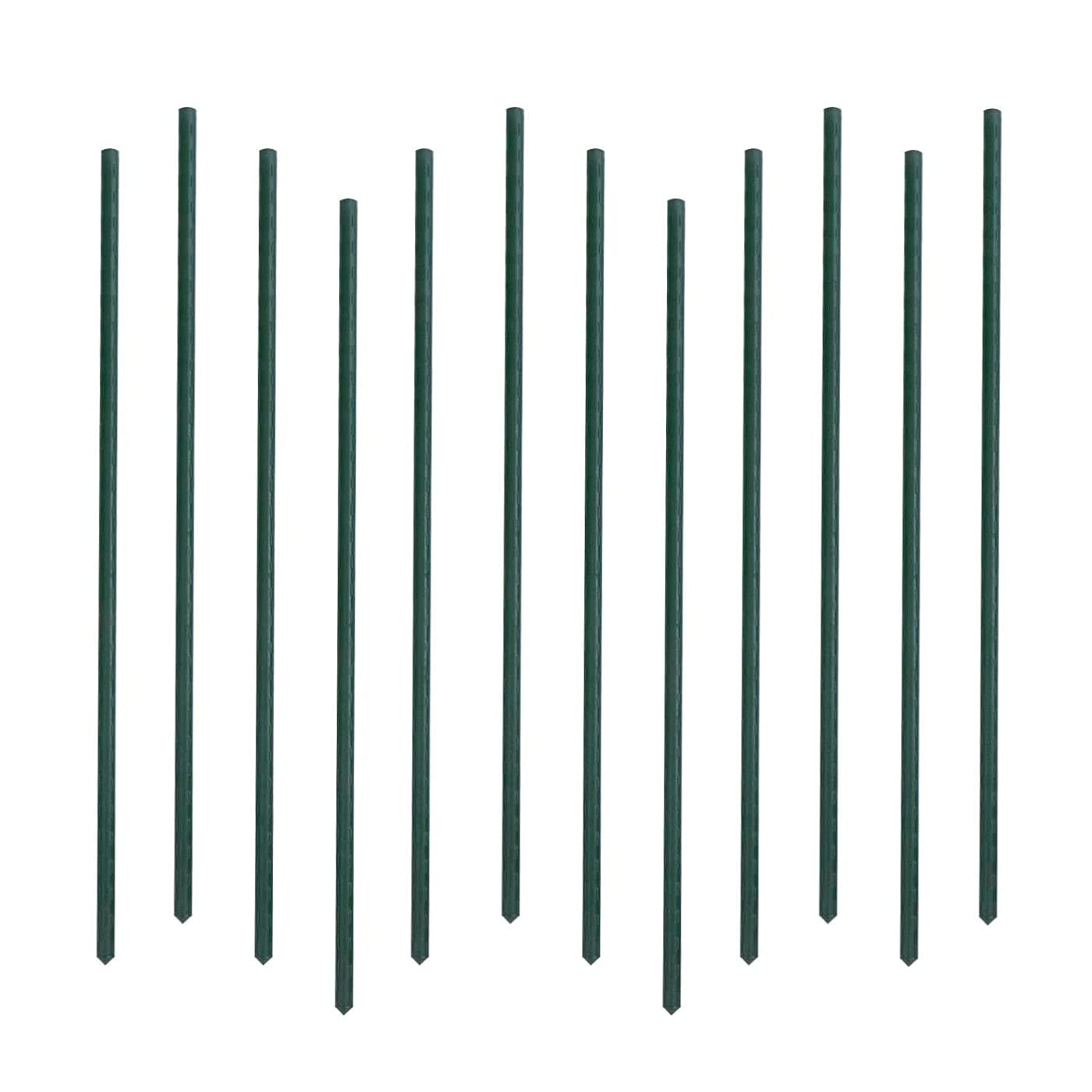 Tradineur - Pack 12 Varillas, tutores de Acero plastificado para Plantas, Soporte de Plantas, cañas jardín, estacas de Planta, 150 x 1,1 cm, Tubo de Acero Recubierto de plástico