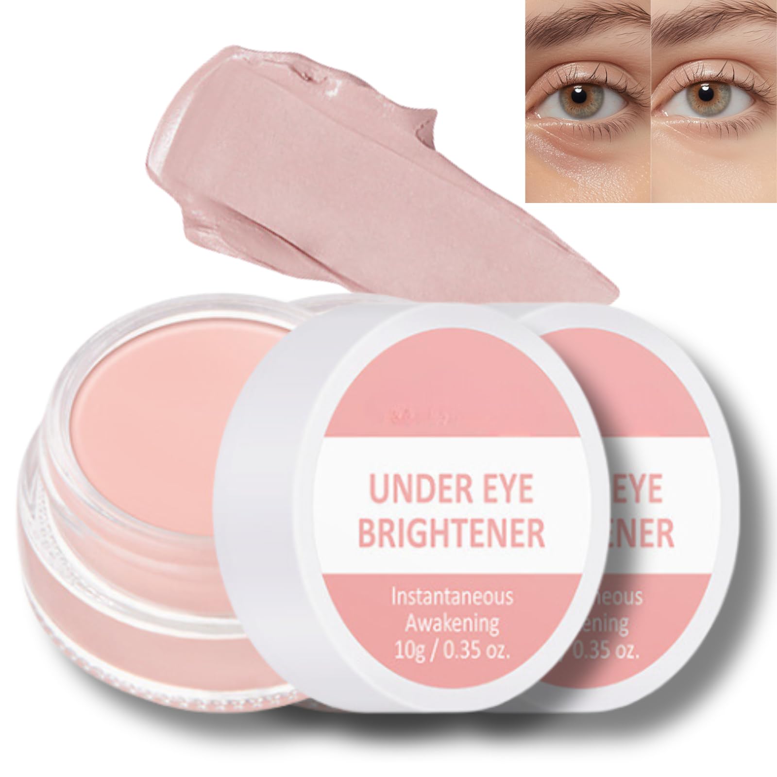 2PCS Under Eye Brightener Correcting Under Eye Concealer For Appearance Of Dark Circles Cream-Based Skin-Perfecting Concealer Under EyeColour Corrector (PinkEyeBrightener)