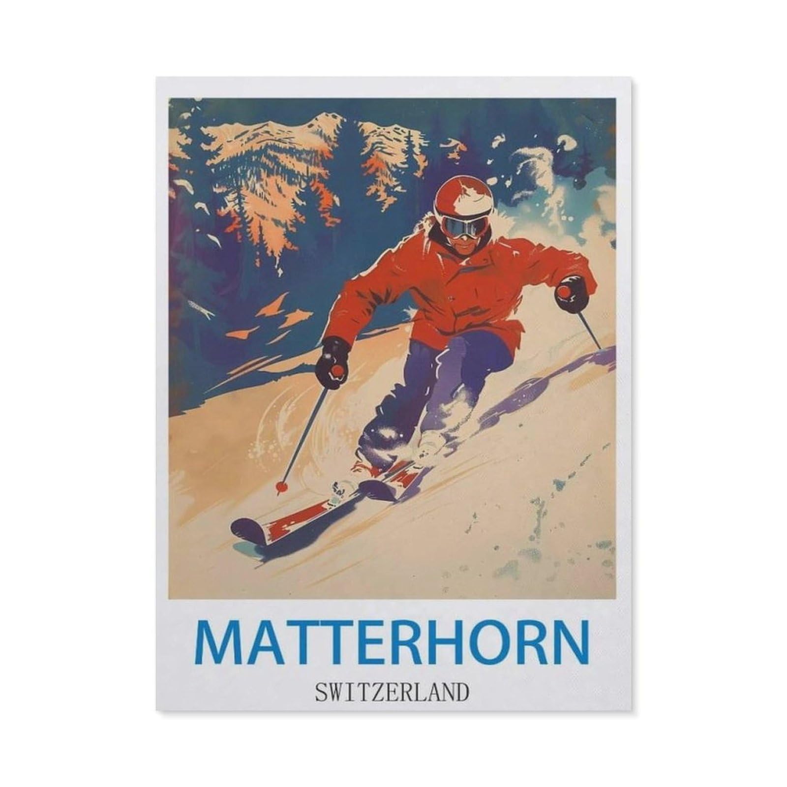 BEAYODKP DIY Diamond Art Kits，Matterhorn Switzerland ， Ski（30 x 40 cm）