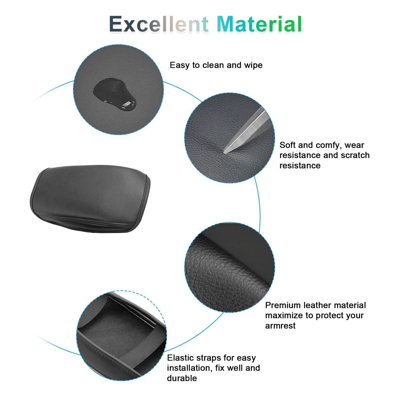 GAFAT Compatibile con Skoda Kamiq 2019–2024 2025 Copertura per Bracciolo Centrale, Kamiq 2024 Bracciolo Protezione Microfibra PU Pelle Imbottitura, Kamiq Accessori 2024 (Nero)