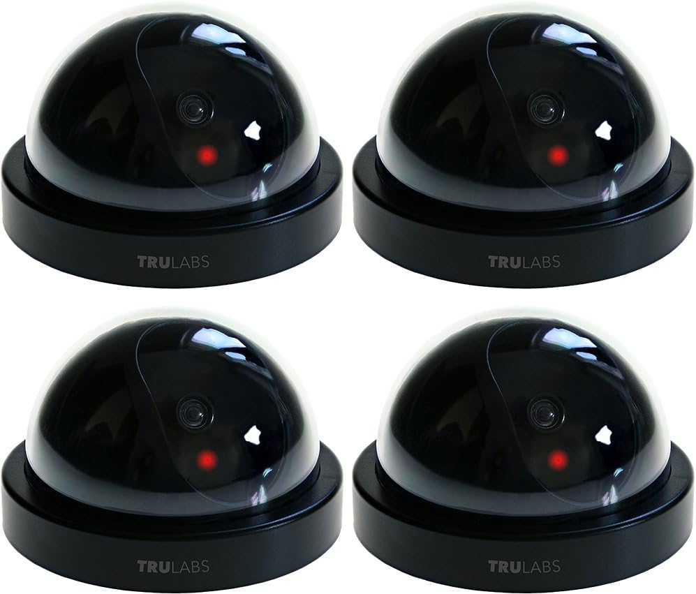 TruLabs Dummy Fake Security Camera CCTV Dome Surveillance [4-PACK]