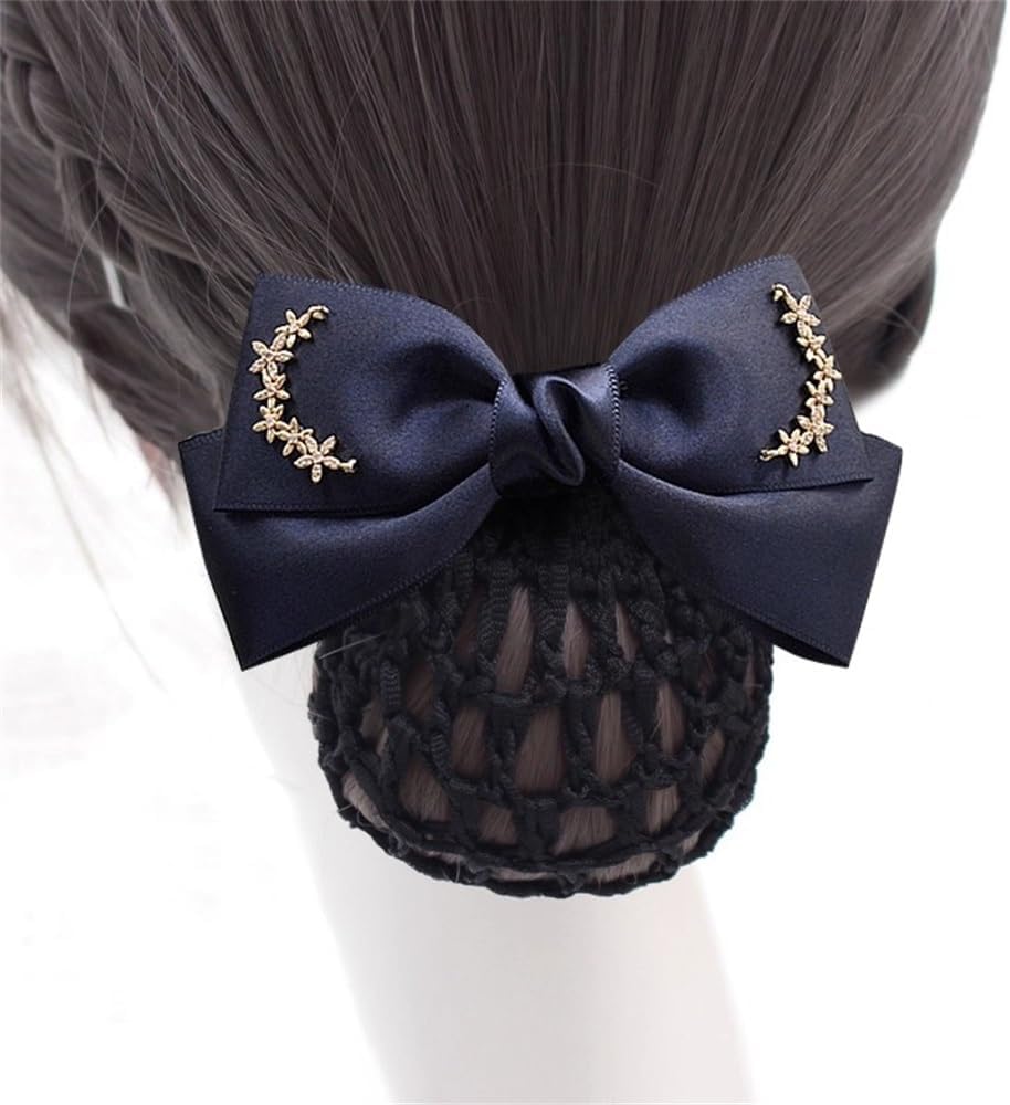 リボンヘアネット 女性用リボンヘアクリップ ヘッドドレスの後ろ シュシュ 入学式 卒業式(Colour 1,Style 1)