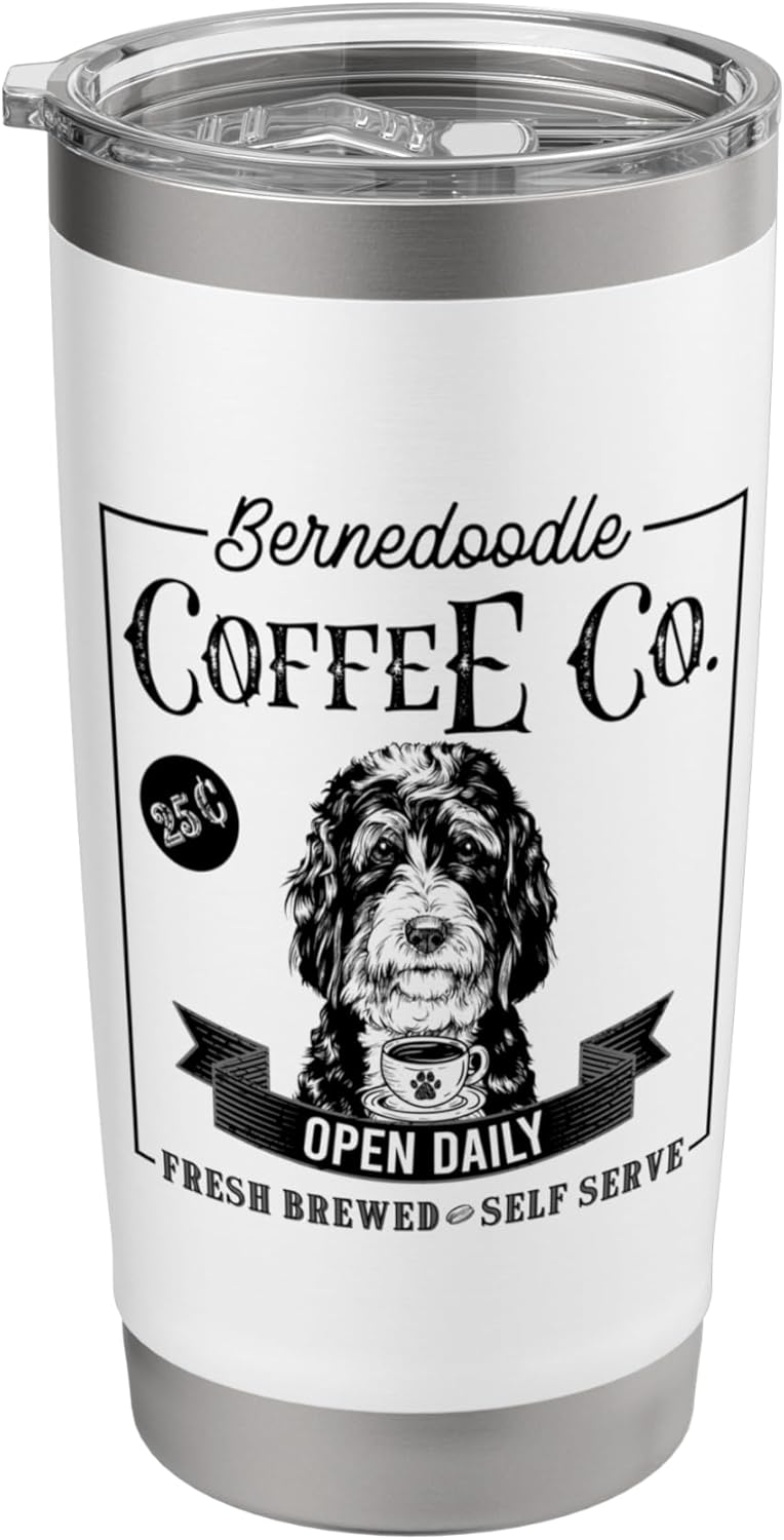 Retro Bernedoodle Coffee Funny Dog Mom Coffee Lover Stainless Steel Insulated Tumbler
