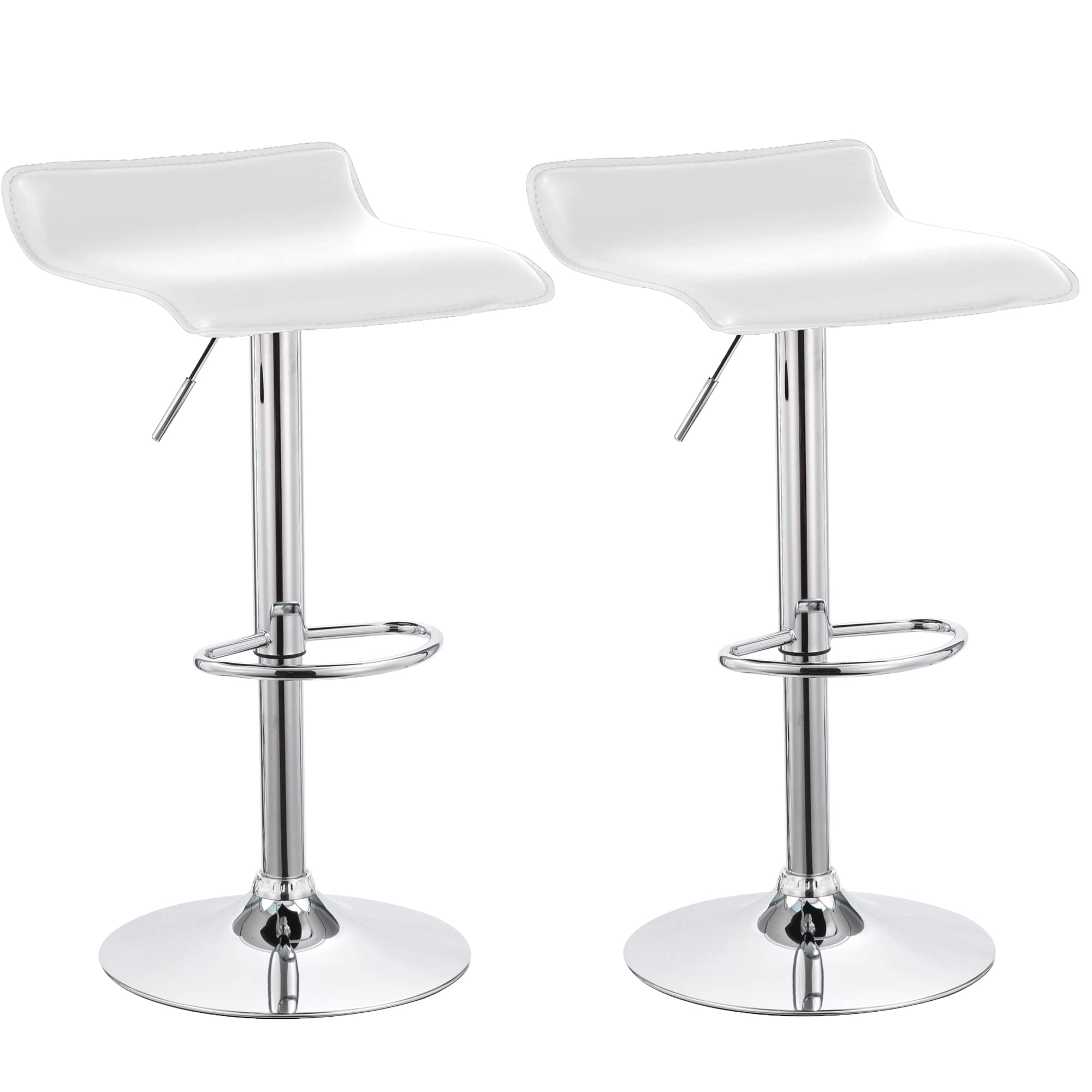 Beltom® 2 SGABELLI da Bar E Cucina con PENISOLA Regolabili in Altezza Sedia Girevole per PIZZERIE Pub RISTORANTI Hotel Soggiorno Ufficio - Modello Wave - X2-Bianco