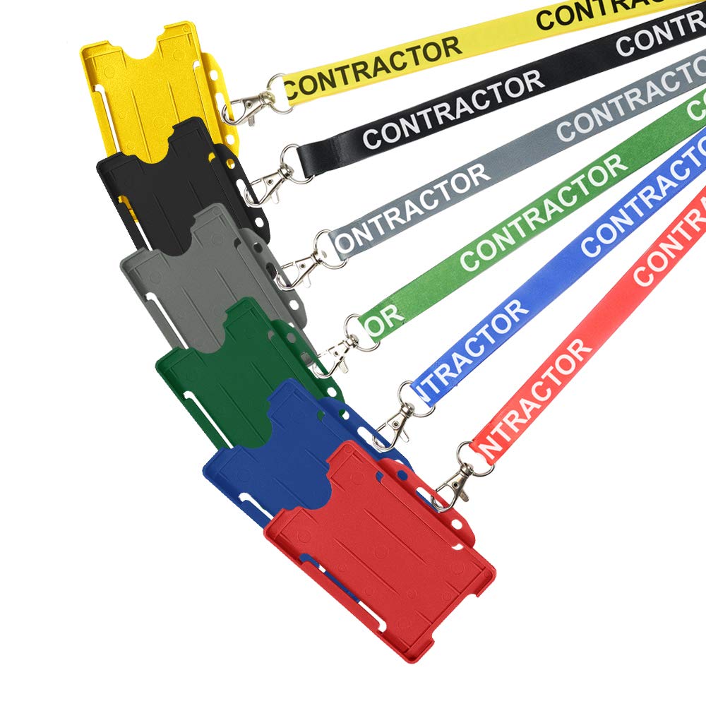 Black Contractor Lanyard with Matching Open Faced Card Holder, Safety Breakaway & Trigger Clip Included, Perfect for Schools, Businesses & More! (Pack of 10)