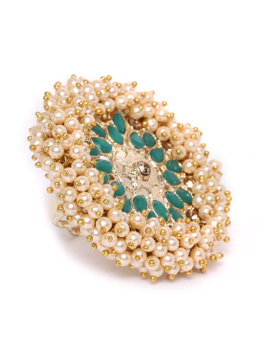 ZAVERI PEARLS Green Stones & Clustered Pearls Ethnic Bridal Adjustable Finger Ring For Women-ZPFK9538 (B08F3GBCSF) Amazon Price History, Amazon Price Tracker