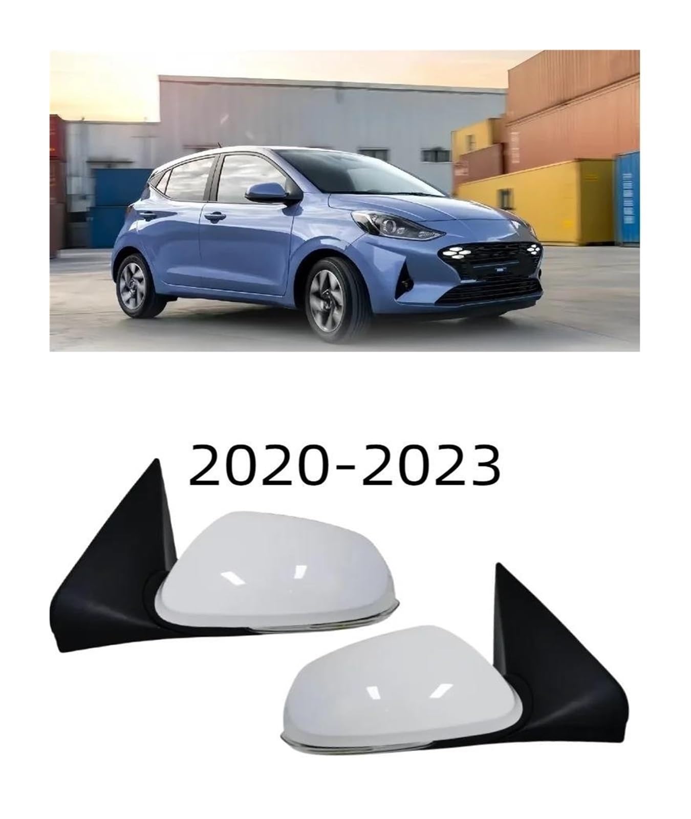Specchietti retrovisori Per Hyundai Per i10 2020-2023 Gruppo specchietto retrovisore, regolazione elettrica OE 87610-K6000 87620-K6000(6pin white L)