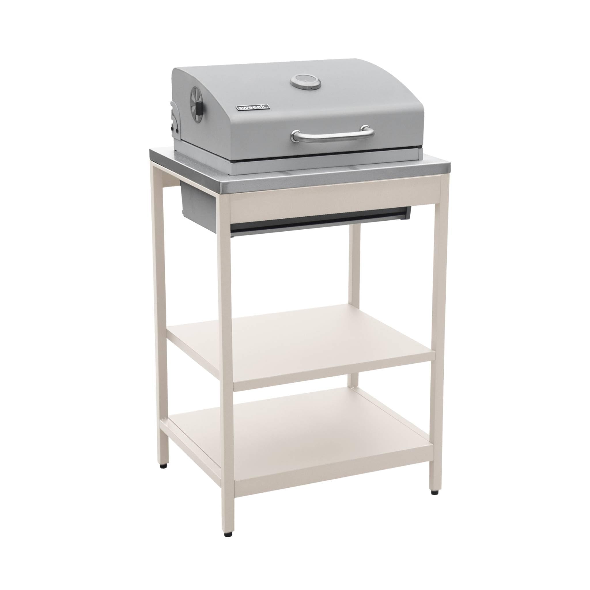 Modulo cucina da esterno con barbecue a carbonella Beige - 60x52x108 cm