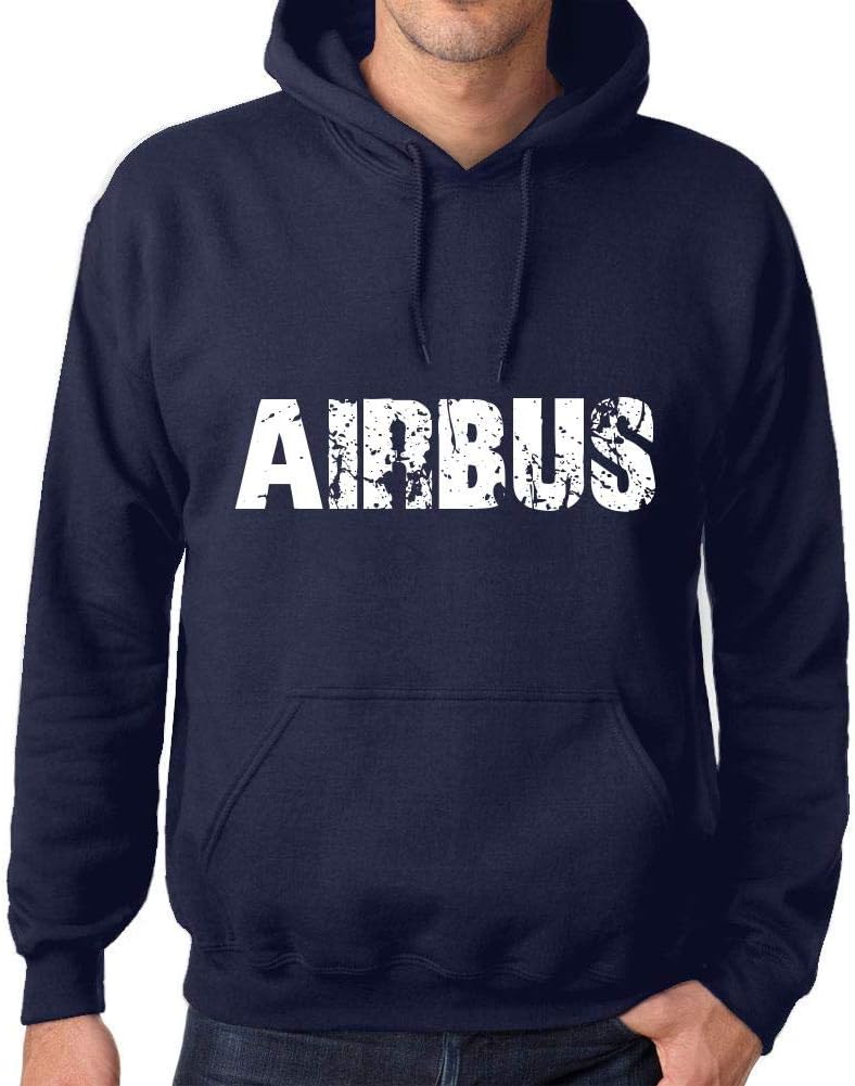 UltrabasicUnisex Printed Graphic Cotton Hoodie Popular Words Airbus French Navy