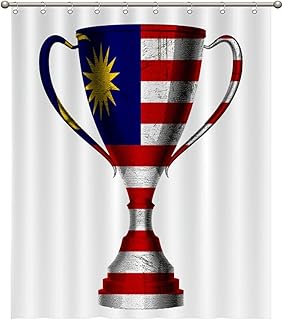 Yinrune Bathroom Shower Curtains with Hooks 60x72in,Trophies Malaysia Bath Shower Curtain Waterproof Fabric for Bathtubs Bathroom Decoration Home Décor