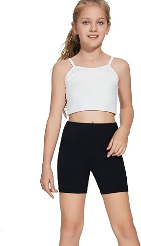 Miniatura 2 de DEVOROPA Pantalones cortos de 5" de elastano para niñas, pantalones cortos de voleibol, pantalones cortos elásticos para atletismo y gimnasia