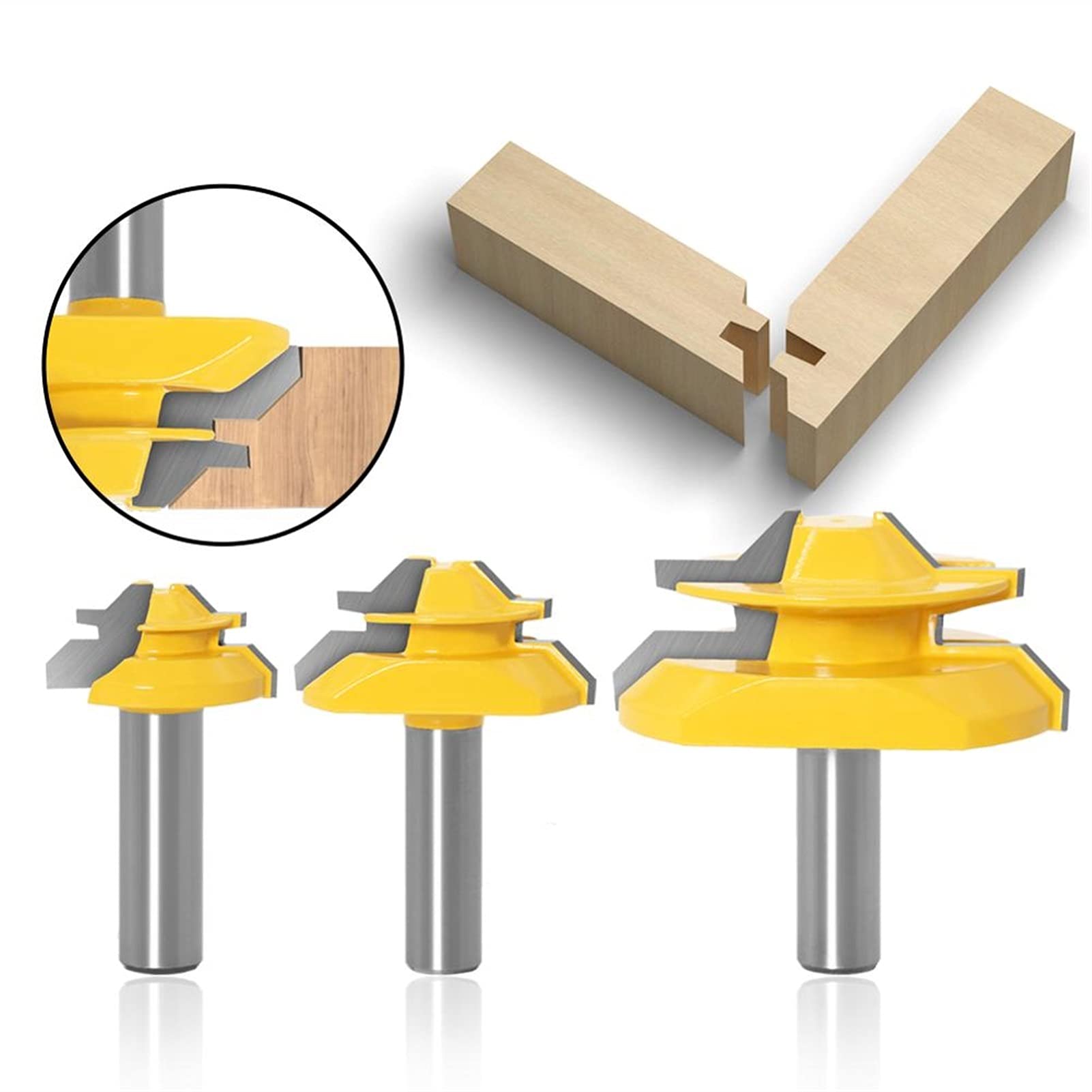 1/3 Sztuk 45 Stopni Router Bit Ustawianie narzędzi do obróbki drewna frezowy frez Frezy trzpieniowe JIYAMI'EN EL (Size : 12.7X69mm)