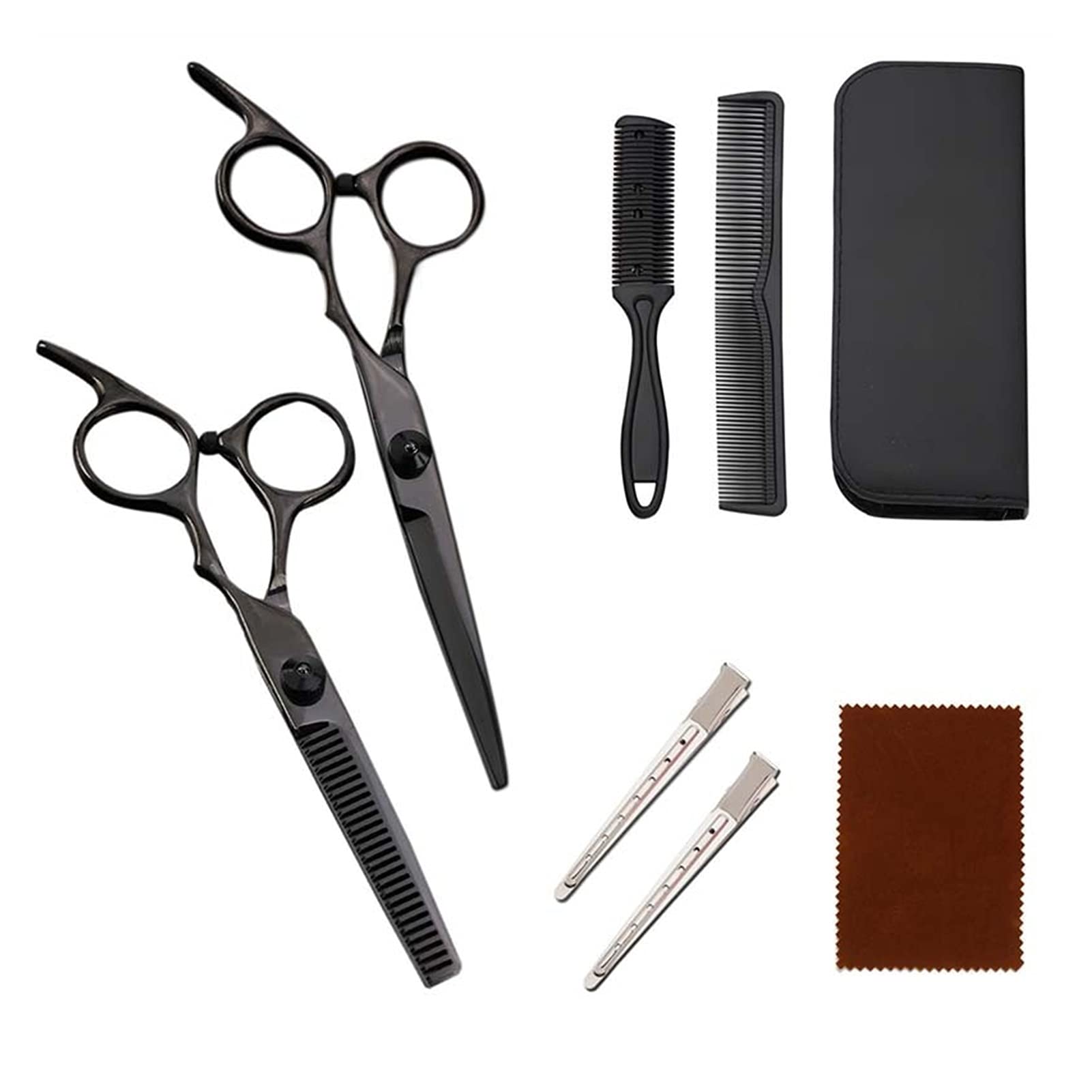 Ciseaux Coiffure/Ciseaux Cheveux Ciseaux à cheveux sertis avec sac Ciseaux Ciseaux Ciseaux Ciseaux Ciseaux Clips Peigne Ciseaux Ciseaux Ciselure Toile de nettoyage Outils de coupe des cheveux Ciseaux