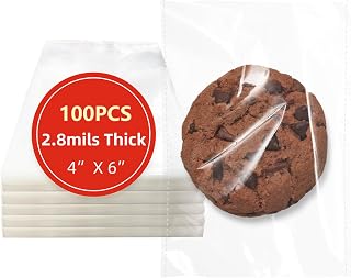DTmasao 100 Pack 4x6 Inch Clear Resealable Cellophane Bags - Self-Sealing Cookie Gift Bags for Candy, Bakery, Crafts & Favors