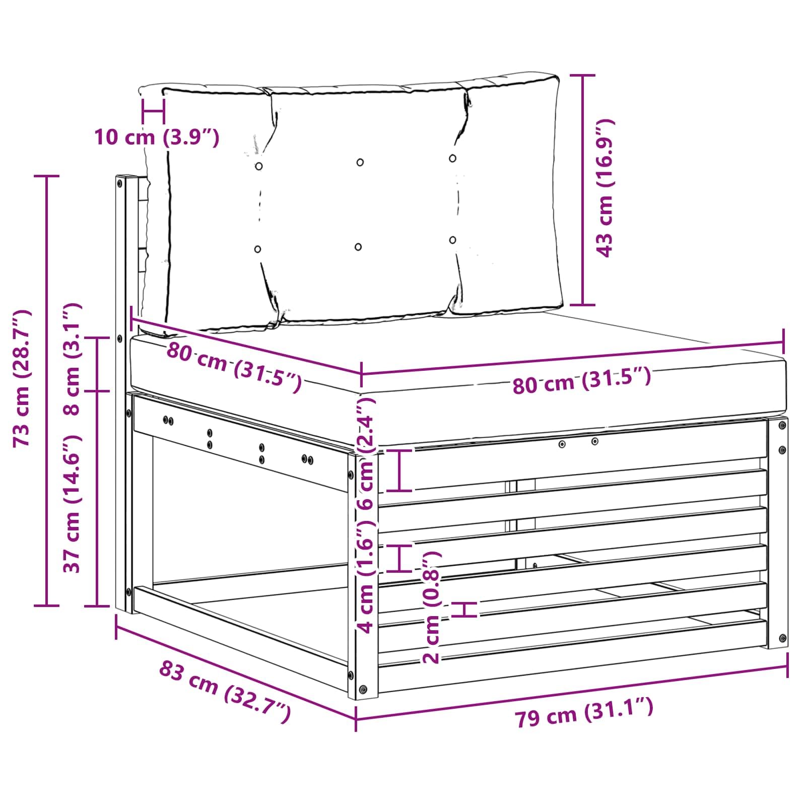 Divano centrale per esterni, in legno massiccio di acacia, bianco, set di mobili da giardino, per esterni, resistente alle intemperie, per giardino, terrazza, balcone, divano centrale