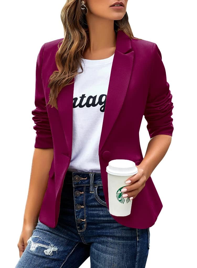 Cicy Bell - Giacca casual a maniche lunghe, blazer con risvolto, adatto per l’ ufficio e il lavoro, giacca blazer