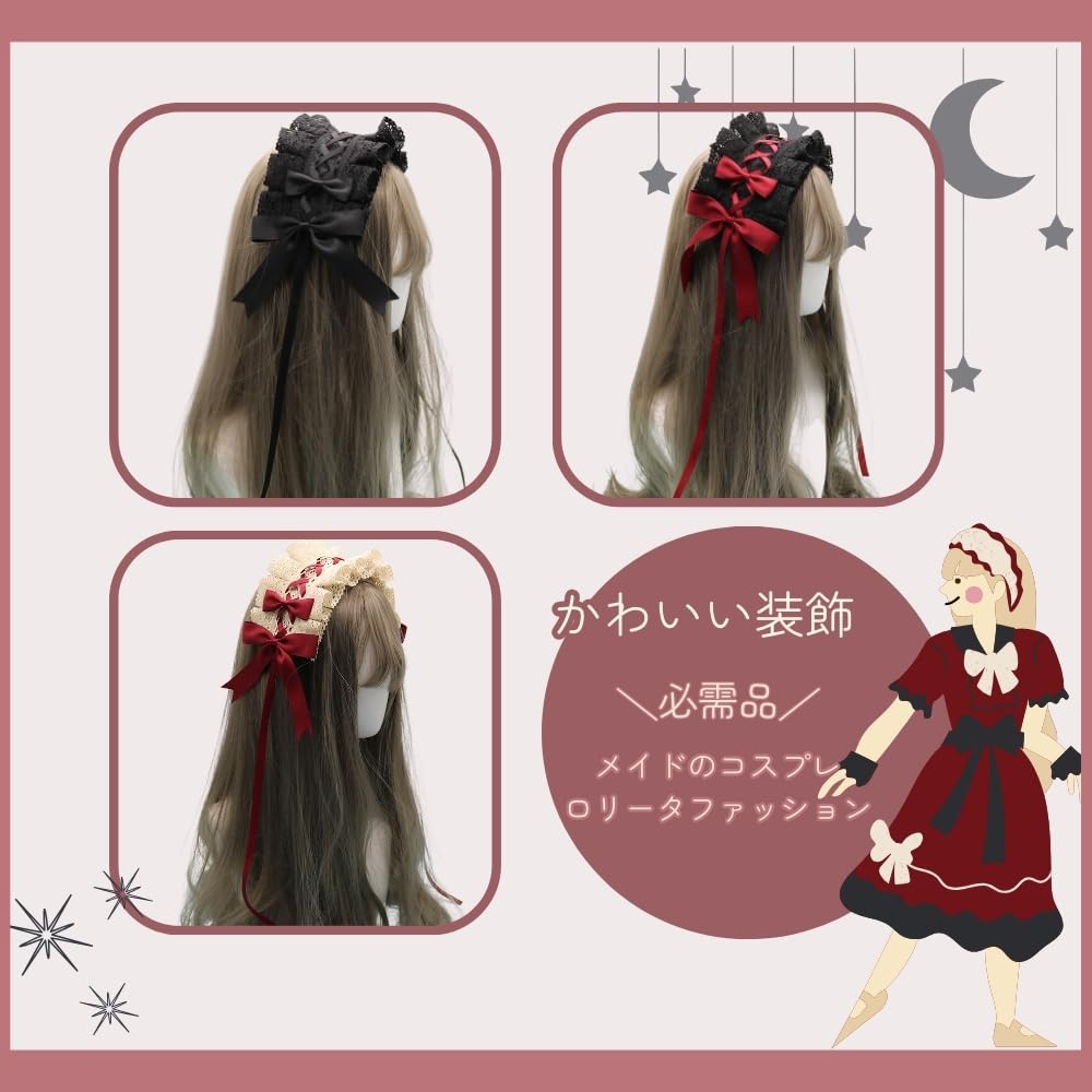 【新品未使用】リボンカチューシャ　レッド　ヘッドドレス　メイド　ロリータ レッド カチューシャ リボン ロリータ メイド コスプレ 地雷