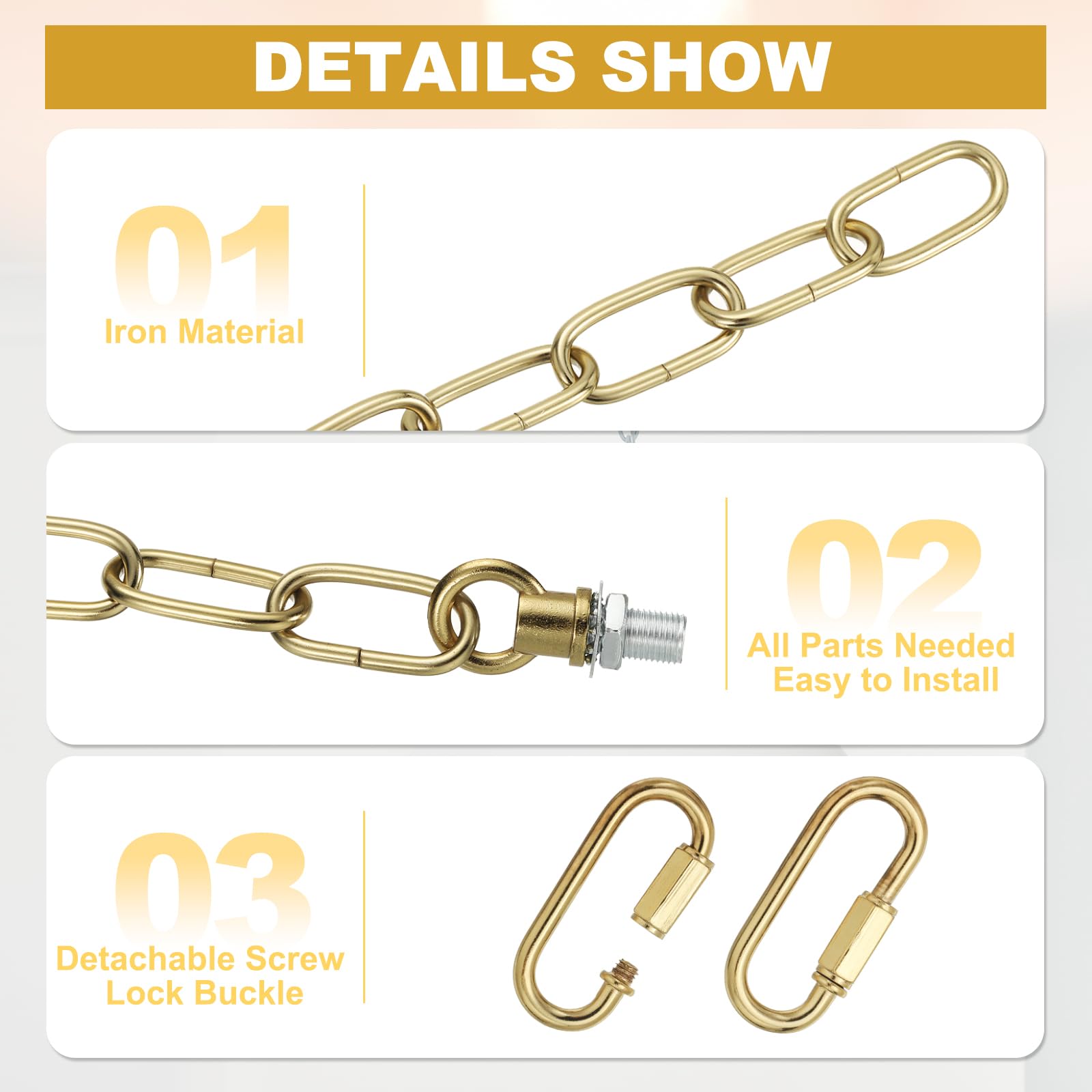 PATIKIL 6 ft Light Fixture Chain - Image 3