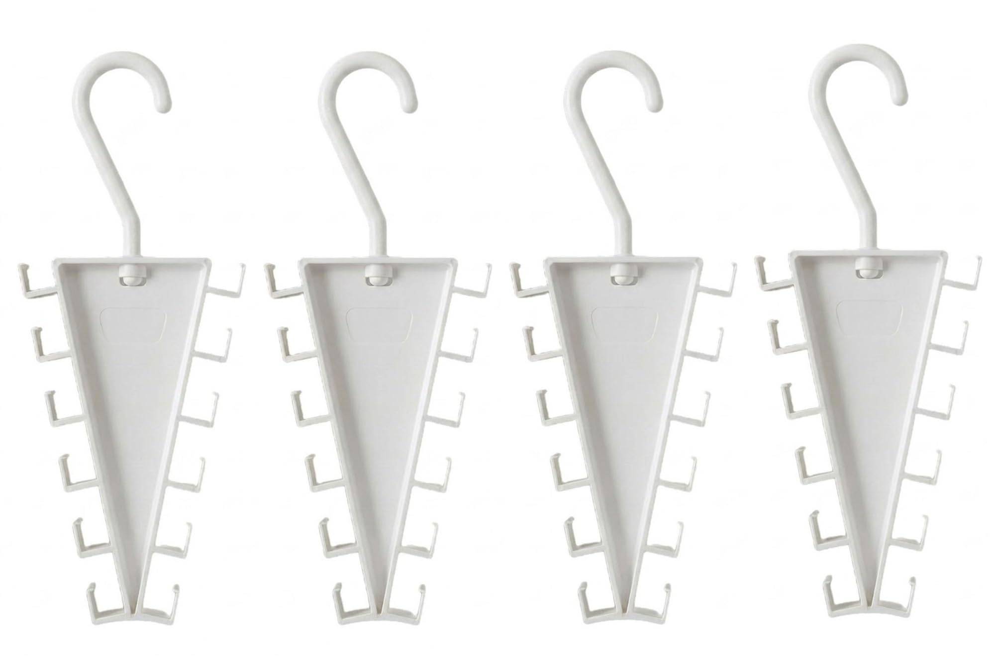 THUCHENYUC V Shaped Double-Sided Closet Organizer Hanger, 360° Rotating Multi-Layer Vertical Storage Rack with 12 Anti-Slip Hooks for Hats Scarves Belts Bags Ties(4pcs)