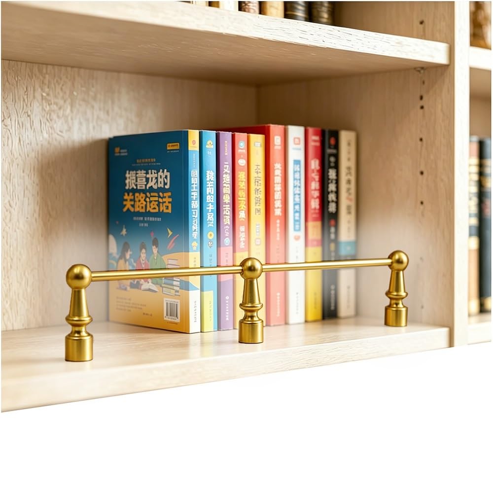 TAJMDGW Shelf Rail Anti-Fall Tipping Cabinet Guard Railing Metal Shelf Fences Decorative Guardrail Gallery Rail for Shelves Display Cabinet Bookshelf(Gold,80cm(31.5"))