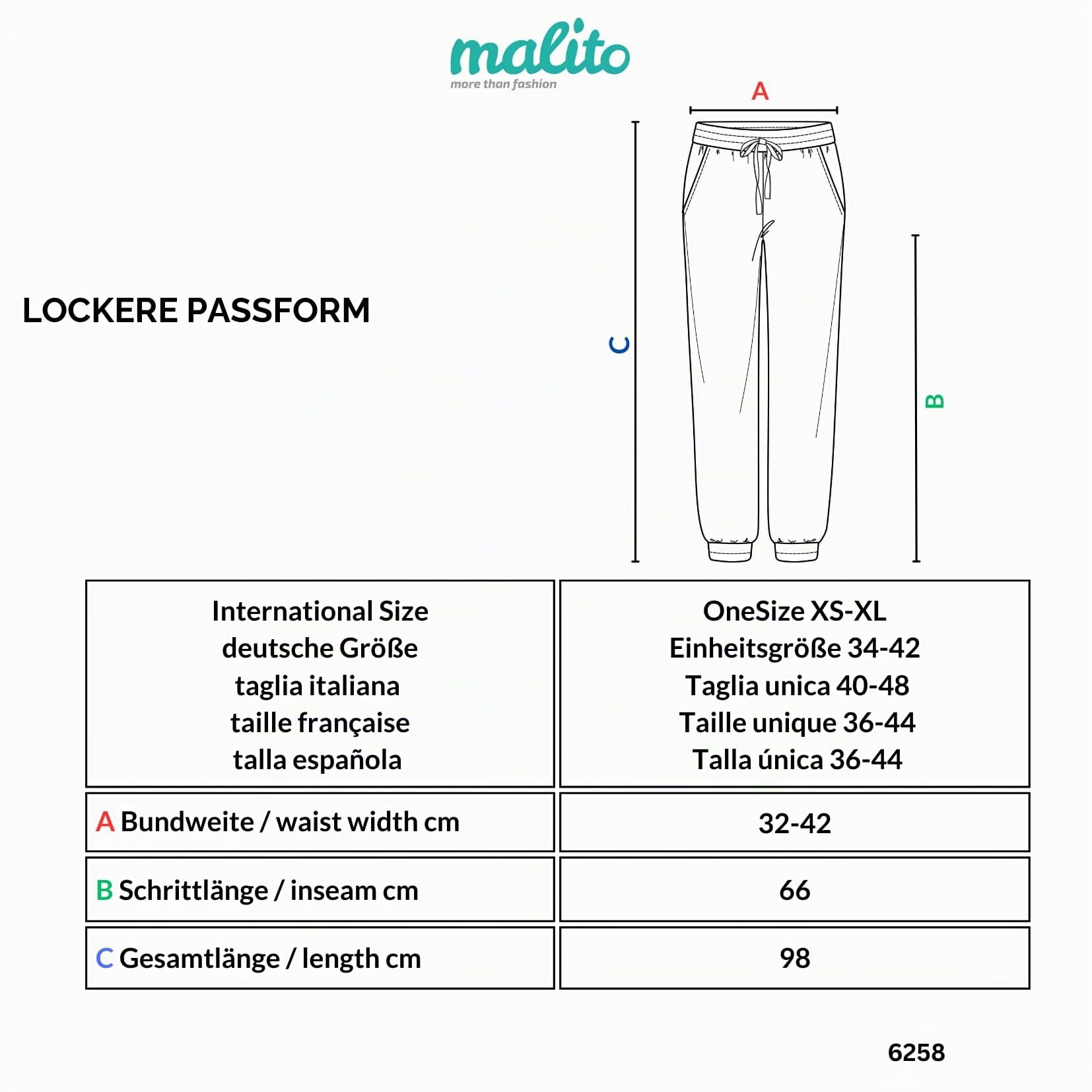 Malito – Damen Haremshose im Denim Style – Unisize Pumphose aus 100% Baumwolle – perfekte Jeans zum Tanzen & Chillen – Bequeme Pluderhose mit Taschen – Aladinhose für Frauen 6258 (34-40)