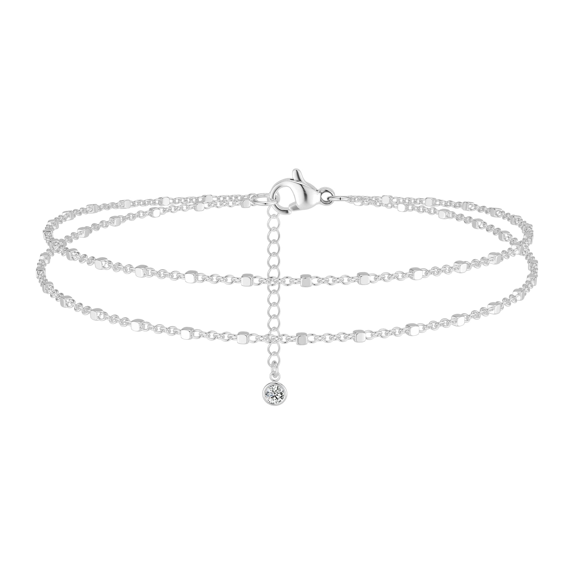 Sterling Silver Ankle Bracelets for Women: Dainty Layered Waterproof Anklet for Women Adjustable Womens Anklet Set Stackable Figaro Beaded Cuban Link Anklets Beach Jewelry for Women