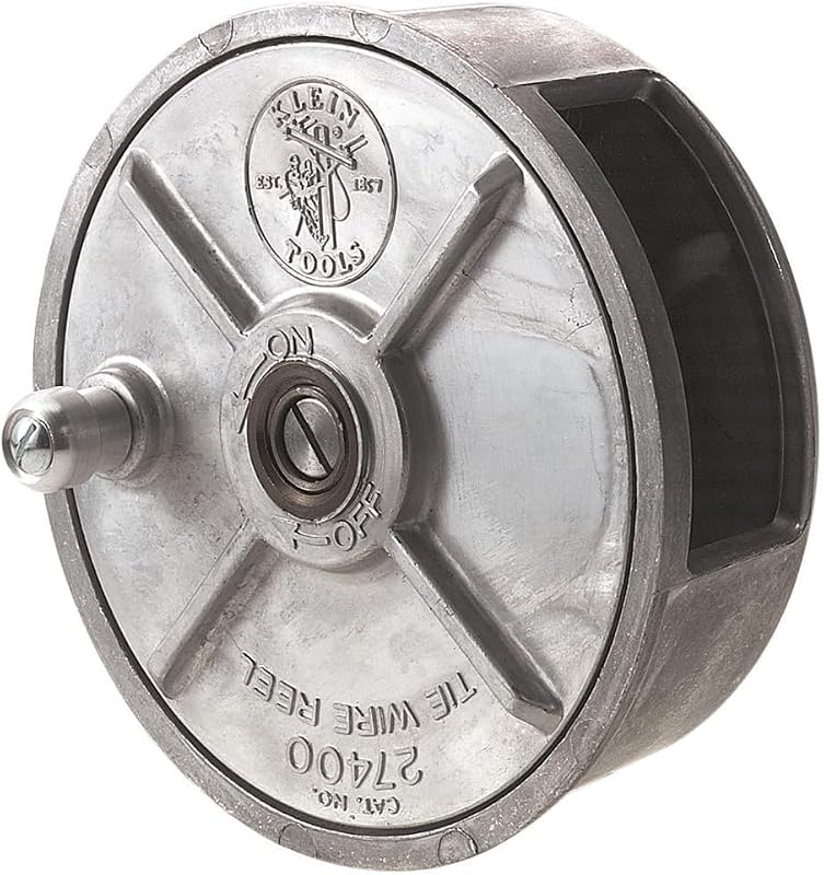 Carrete de alambre de amarre Klein Tools 27400, fabricado en EE. UU., aluminio liviano, para zurdos y diestros con perilla de rebobinado