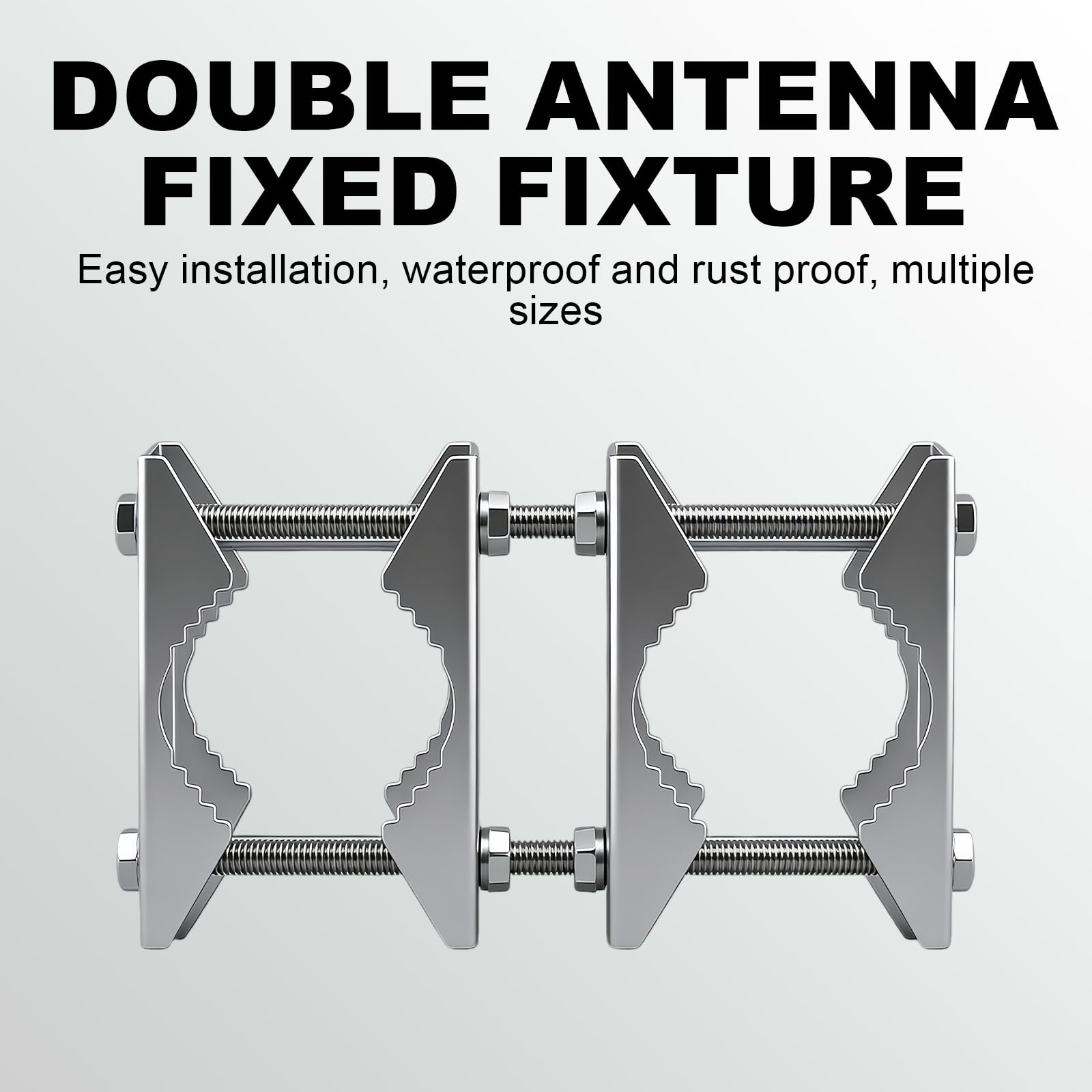 Staffa Supporto Antenna Esterno Doppia Morsetto Per Palo 25-50mm