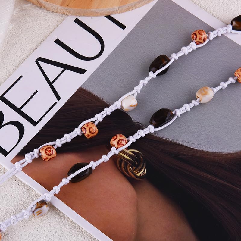 Bohemian Hand Woven Beaded Belt for Women Adjustable Boho Thin Macrame Braided Rope Belts with Ethnic Beaded Belt for Dresses Jeans Skirts Summer Beach Accessories2