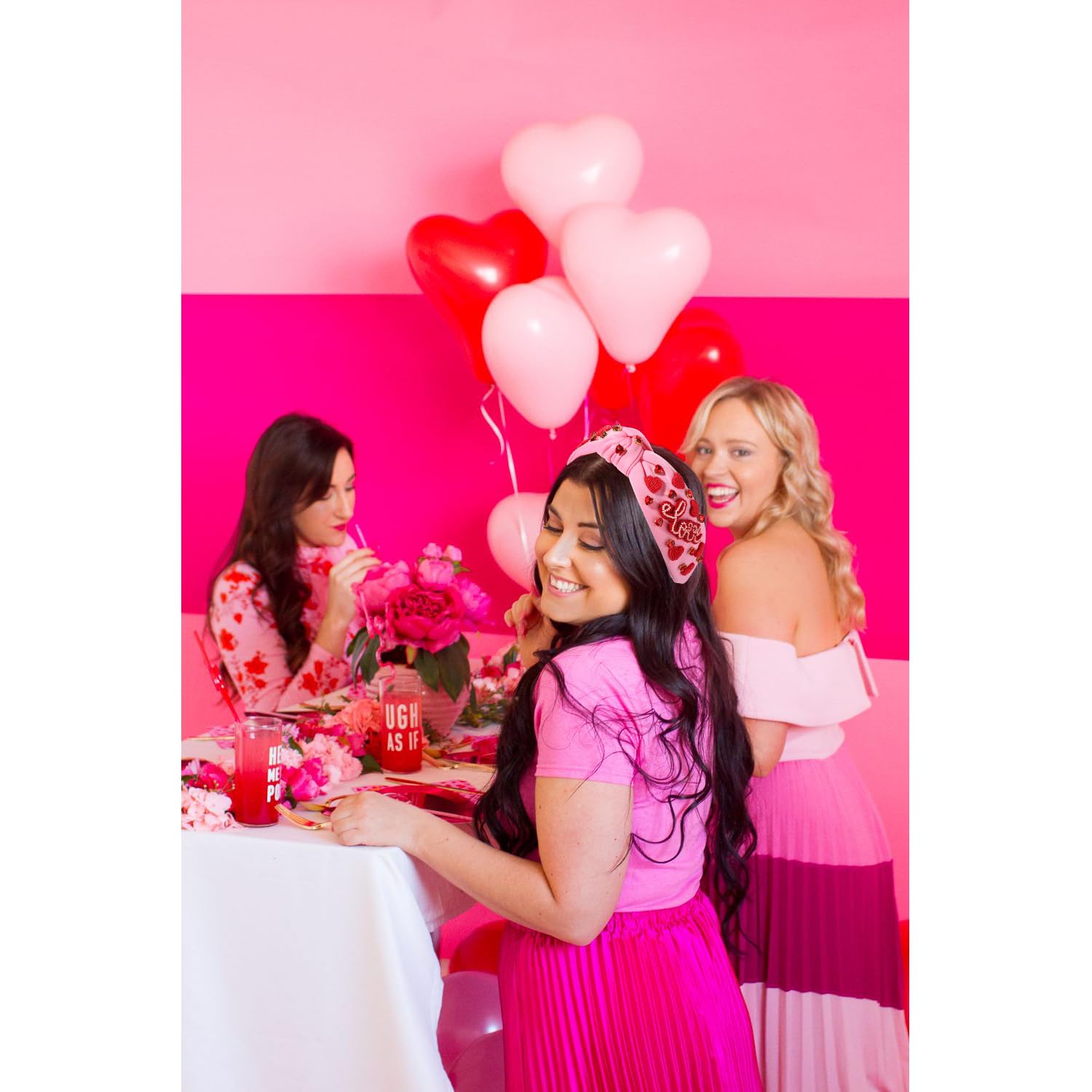 Heart Headband for Women Valentine's Day Knotted Headband Beaded Rhinestone Heart Hairband Crystal Galentines Day Top Knot Head Band Valentine's Day Hair Accessories Holiday Gifts - Image 4