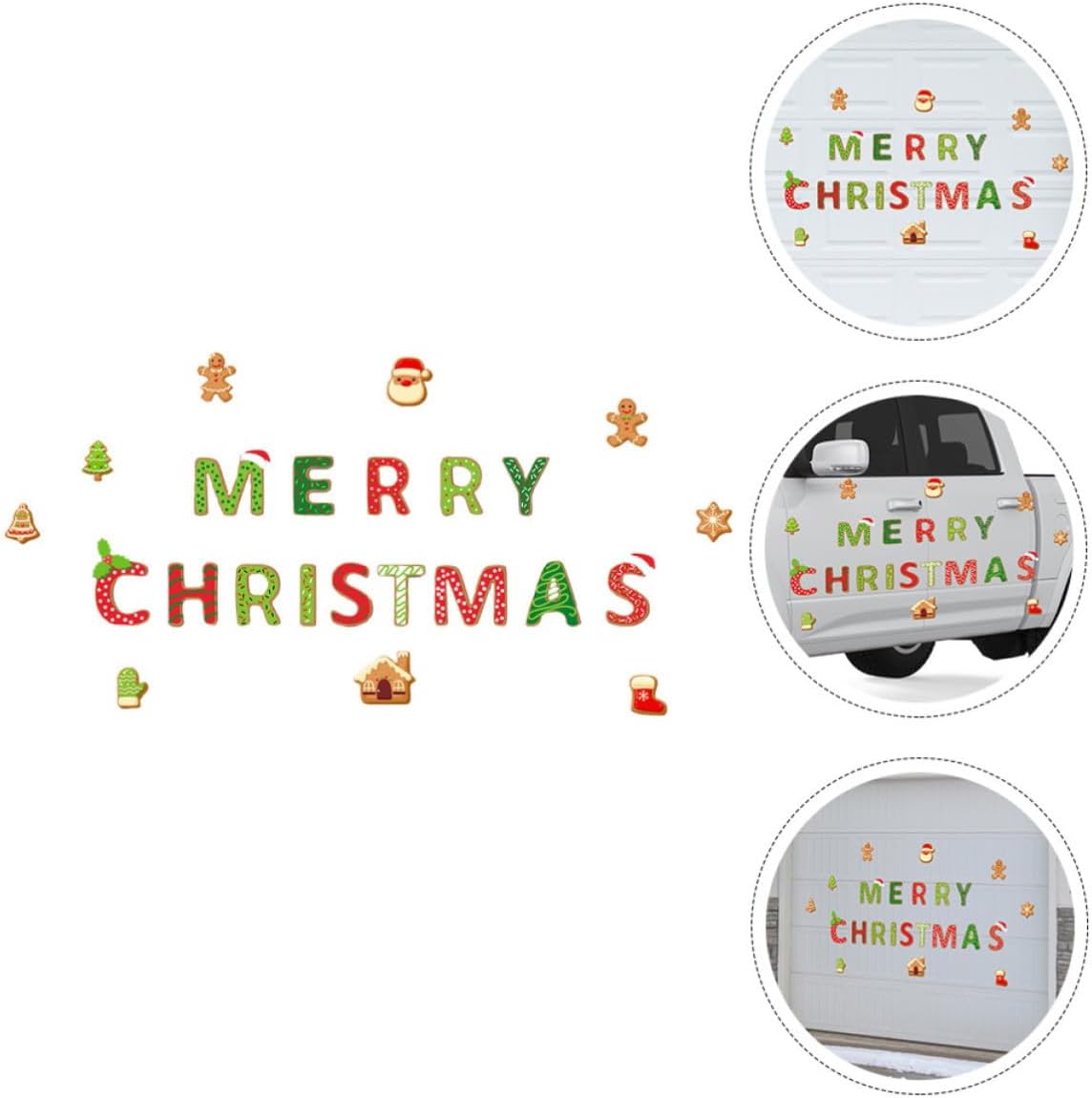 Christmas PVC Fridge Magnets with Cartoon Xmas Themed Design, Easy to Stick and Magnetic Garage Door Stickers for Home Holiday Decoration