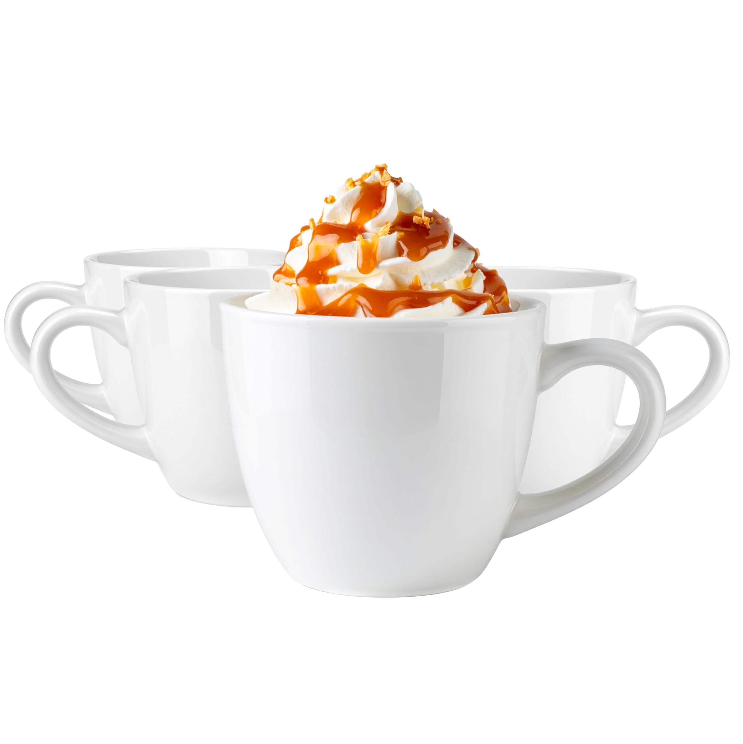 Glasmark Krosno 1992: Set 4 Tazze Da Caffè In Ceramica Bianca 300 Ml, Lavastoviglie, Eleganti