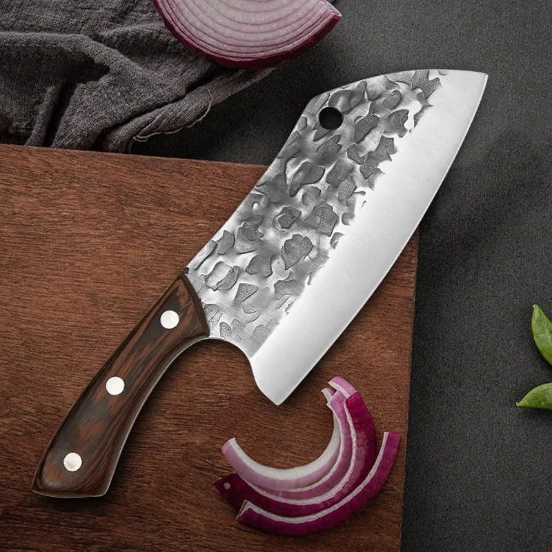 Meat Cleaver,Cleaver Knife 7 Inch Kitchen Butcher Knife Hand-Forged Meat Cleaver Boning Knife Professional Chef Knives Wood Handle Fish Cooking Knife, LAMAJIGA5844