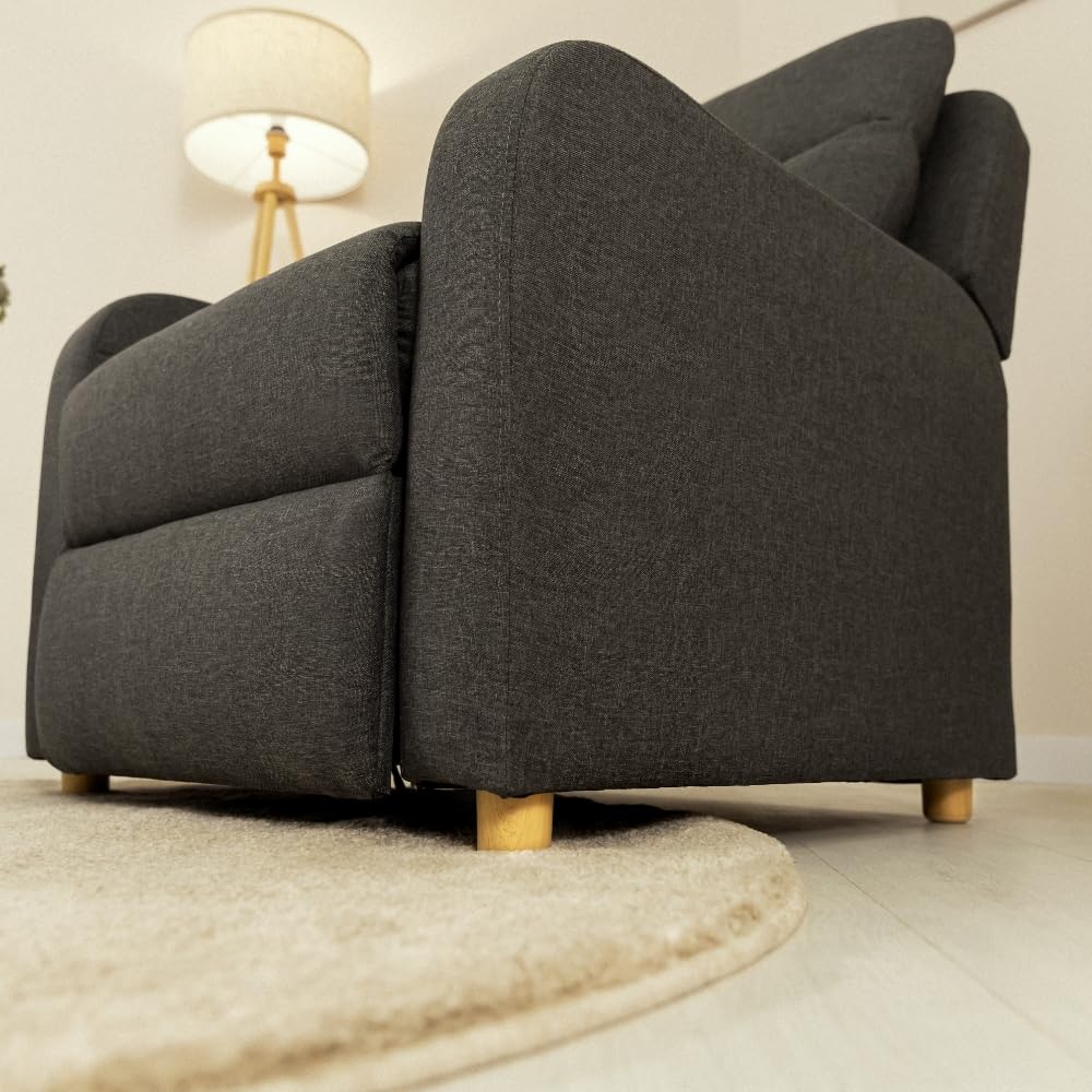 Nalui - Sillón Relax Reclinable One Fabric (77x87x95cm) con Apertura Push Manual y Estructura Reforzada. Sillón para el Salón Tapizado en Tela con Reclinación 160º Gris Marengo