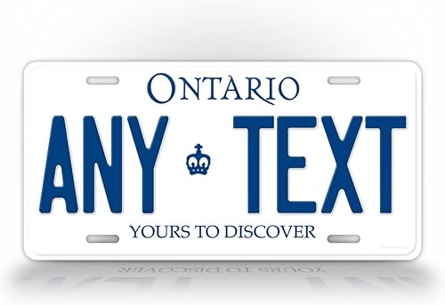 SignsAndTagsOnline Réplica de la matrícula de Ontario Canadá EN la etiqueta automática de aluminio Texto personalizado personalizado