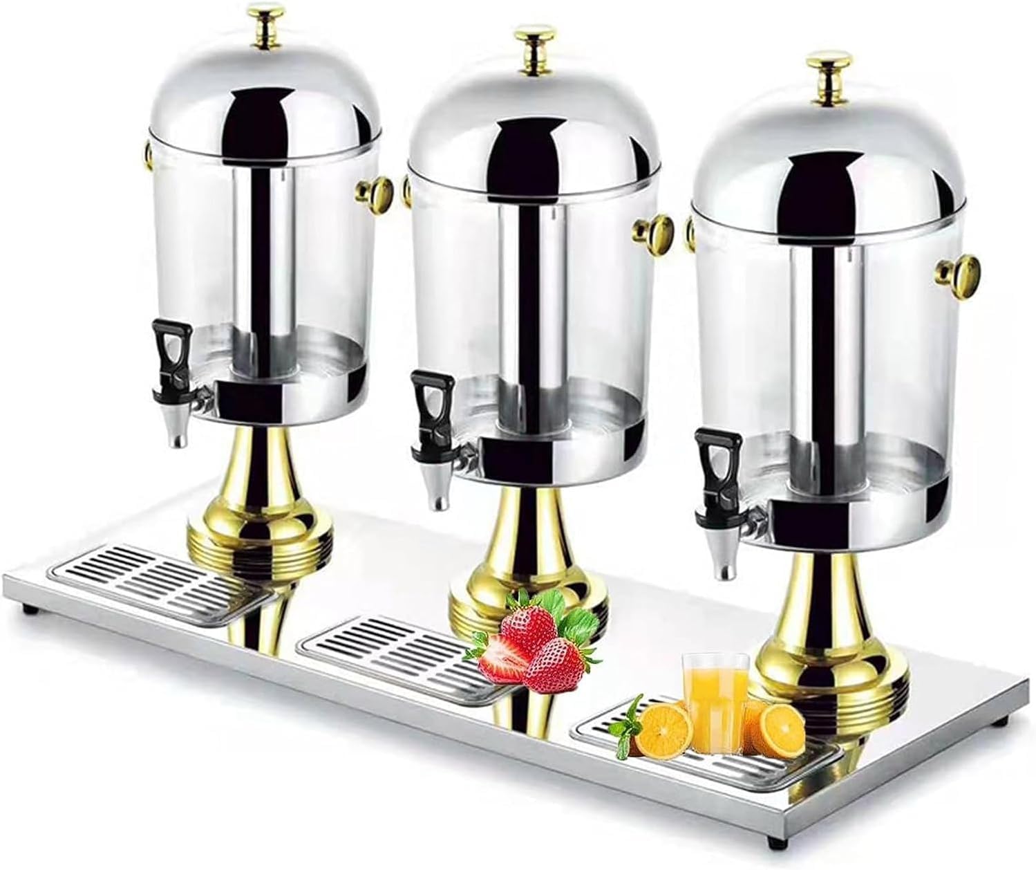 asdchZen Drink Dispensers For Parties, Stainless Steel Juice Dispenser, Heavy Duty Cold Commercial Beverage Dispenser, For Parties Weddings Buffet Catering,Gold-24L