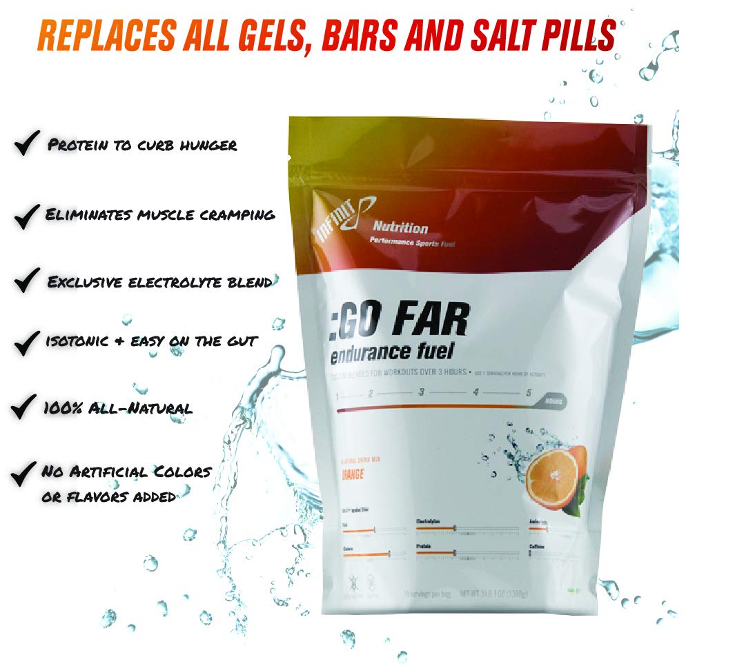 INFINIT Nutrition Go Far - Isotonic Endurance Sport Hydration Drink Mix - Natural Carbs, Electrolytes & Bcaa - Orange Flavor image 6 of 6 B00G4R34RE