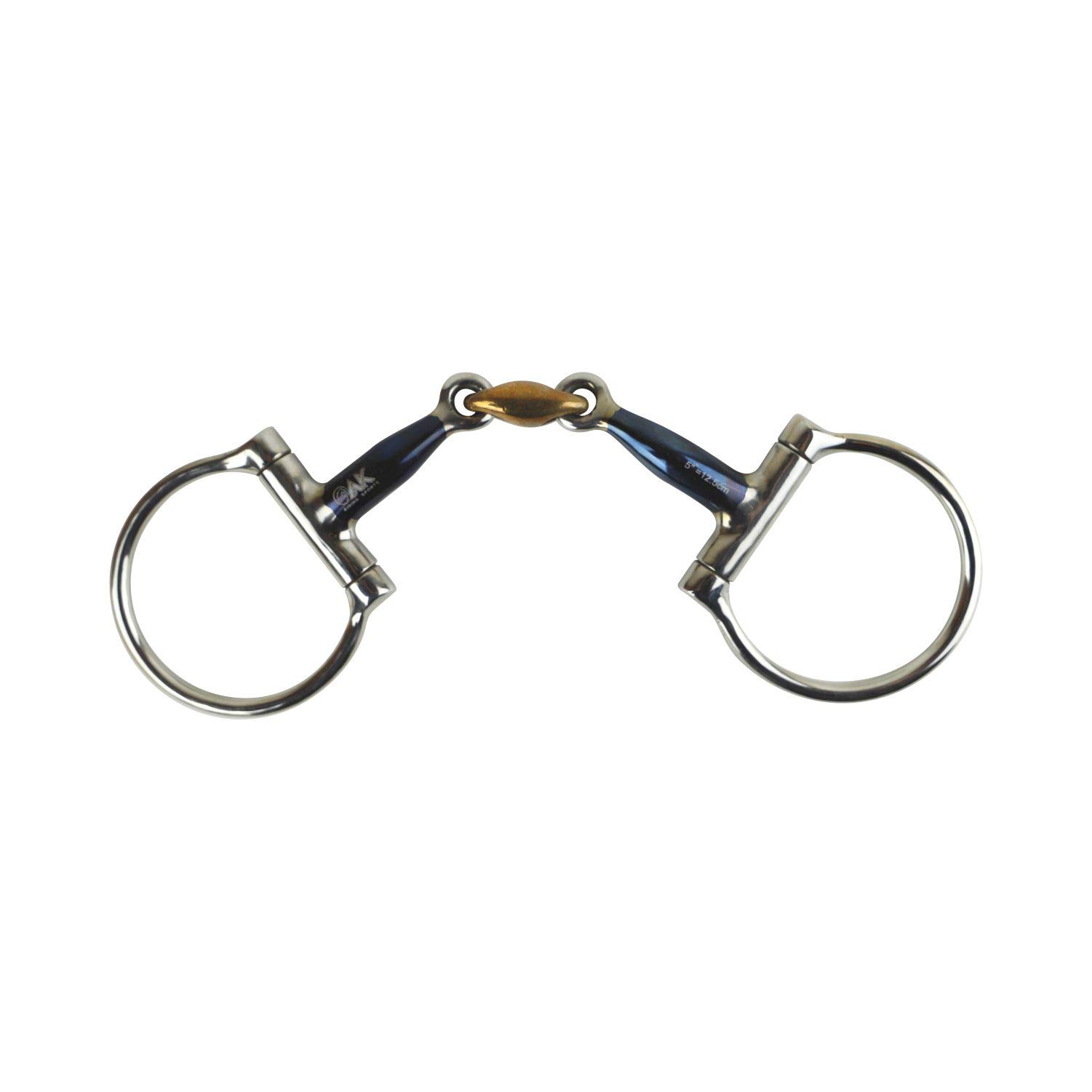 AK Sweat Iron D-Ring Morso a losanga a doppio snodo con collegamento in rame - Punta da allenamento per equitazione, comodo bocchino AKRS-2604