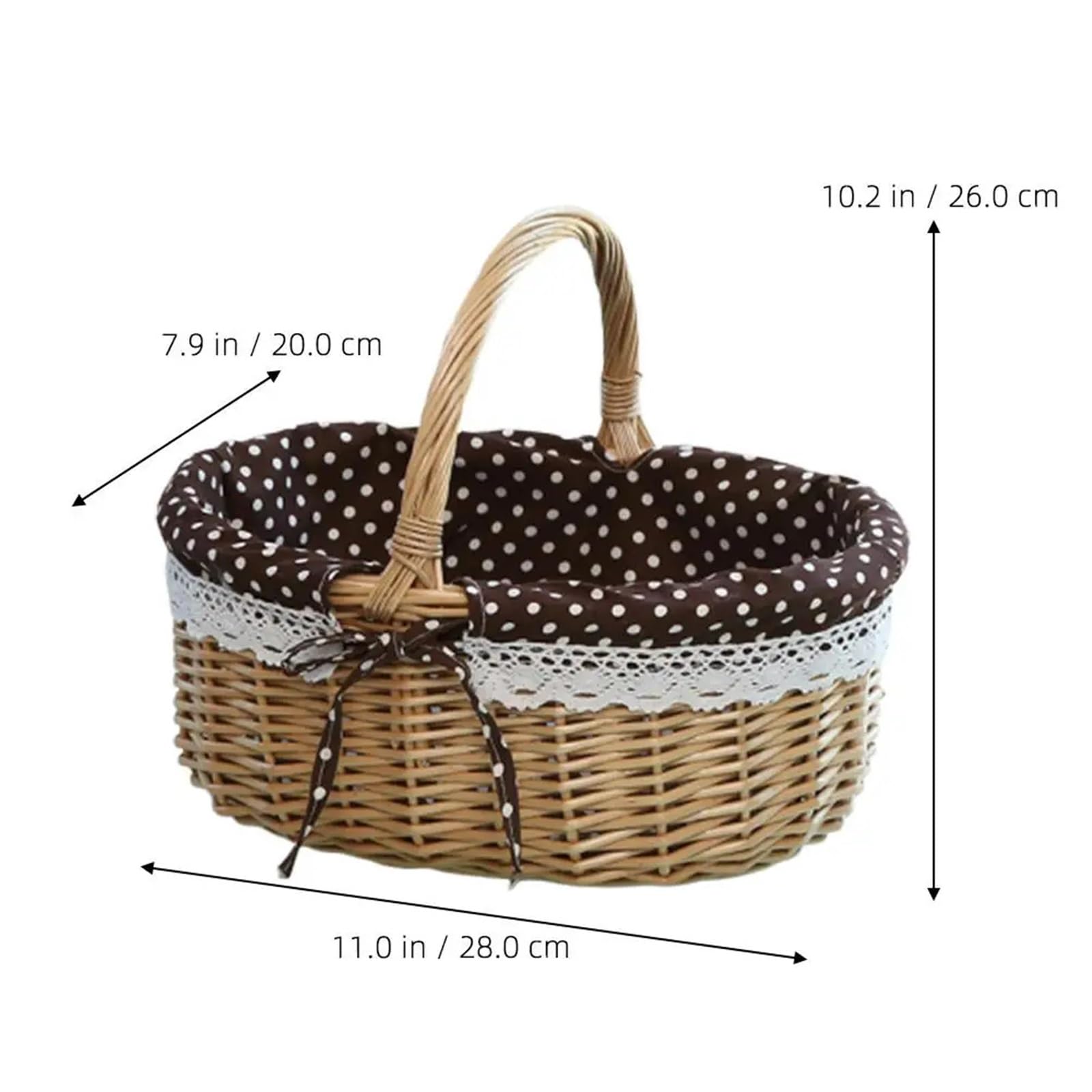 Cesta para Huevos, Cesta de Almacenamiento de ratán, de Mano, for recolectar cosechas, vacía, for Picnic, Pan, for Mesa, huevera.(Deep Coffee)