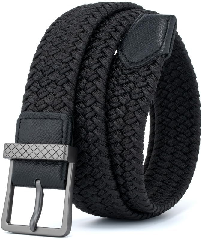 Men's Golf Stretch Belt, 1 3/8" Braided Elastic Woven Belt
