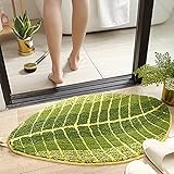 Badezimmerteppich rutschfest, Badvorleger Weiche Saugfähige Grün Blatt Duschmatten,Waschbar Schnelltrocknend Badteppich Badematte, Kinder Fußmatte (140×70cm)