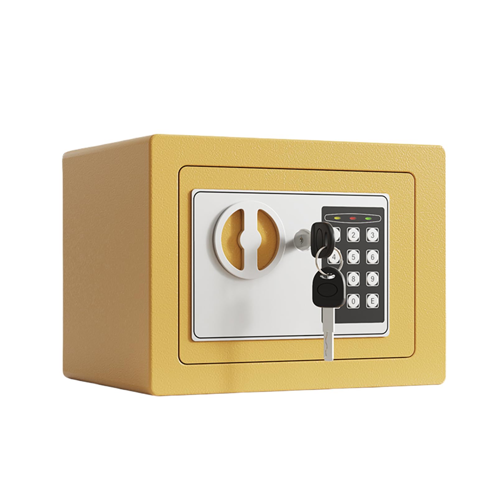 Mini Caja Fuerte de Metal Ignífuga, Cajas Fuertes para el Hogar, Caja Impermeable Ignífuga, con Teclado y 2 Llaves de Repuesto, Seguridad Digital para Dinero, Joyas, Documentos de (champán