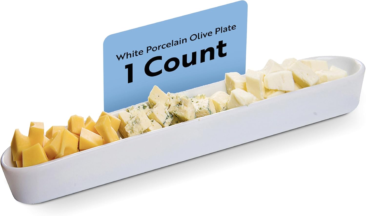 Restaurantware Siluro 12 Inch Olive Tray, 1 Narrow Olive Plate - Microwave-Safe, Oven-Safe, White Porcelain Narrow Serving Tray, Chip-Resistant, For Olives Or Cheeses