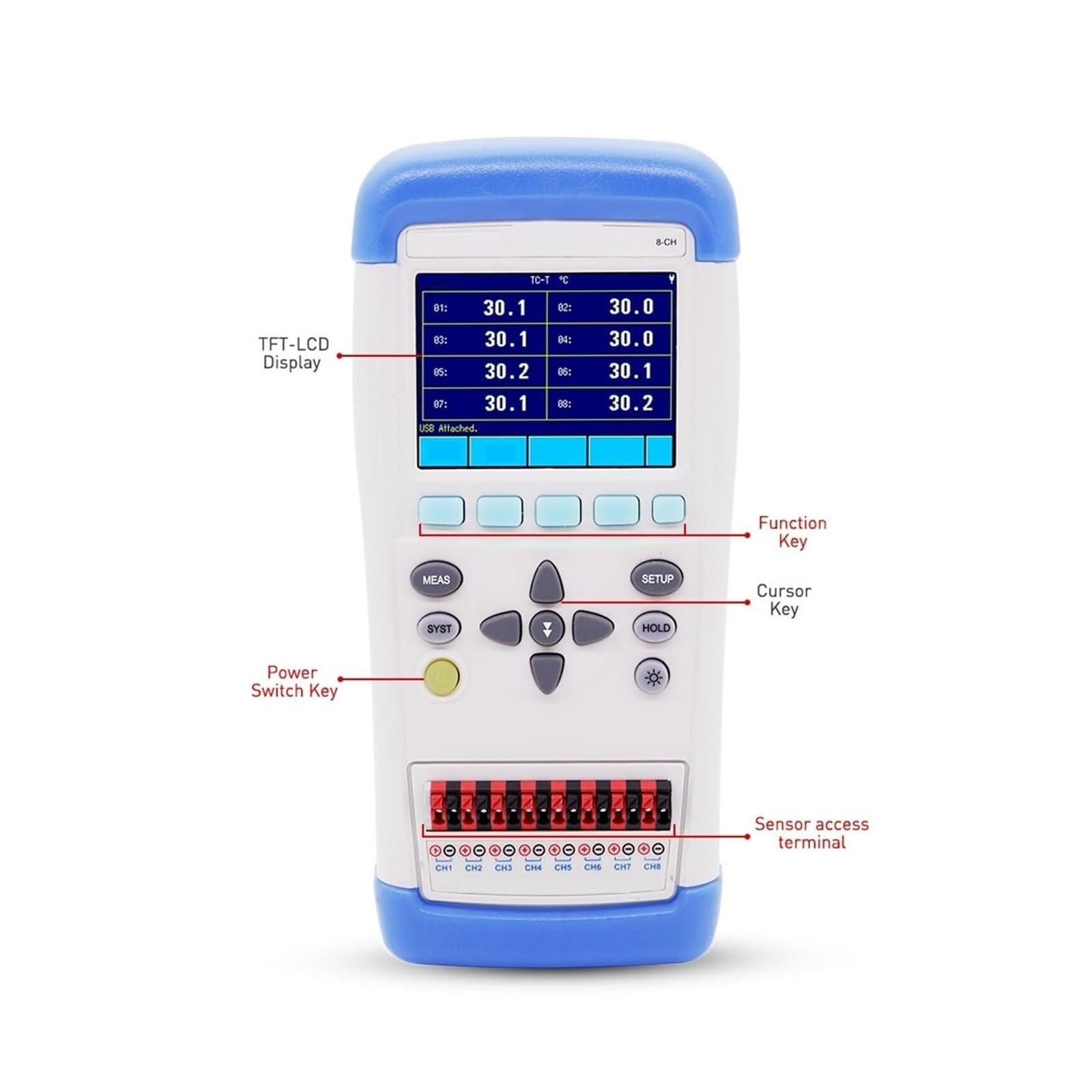 Multimetro digitale, Registratore Dati Di Temperatura Industriale Multicanale Con Schermo TFT-LCD Da 3,5 Pollici,per auto,elettricisti professionisti