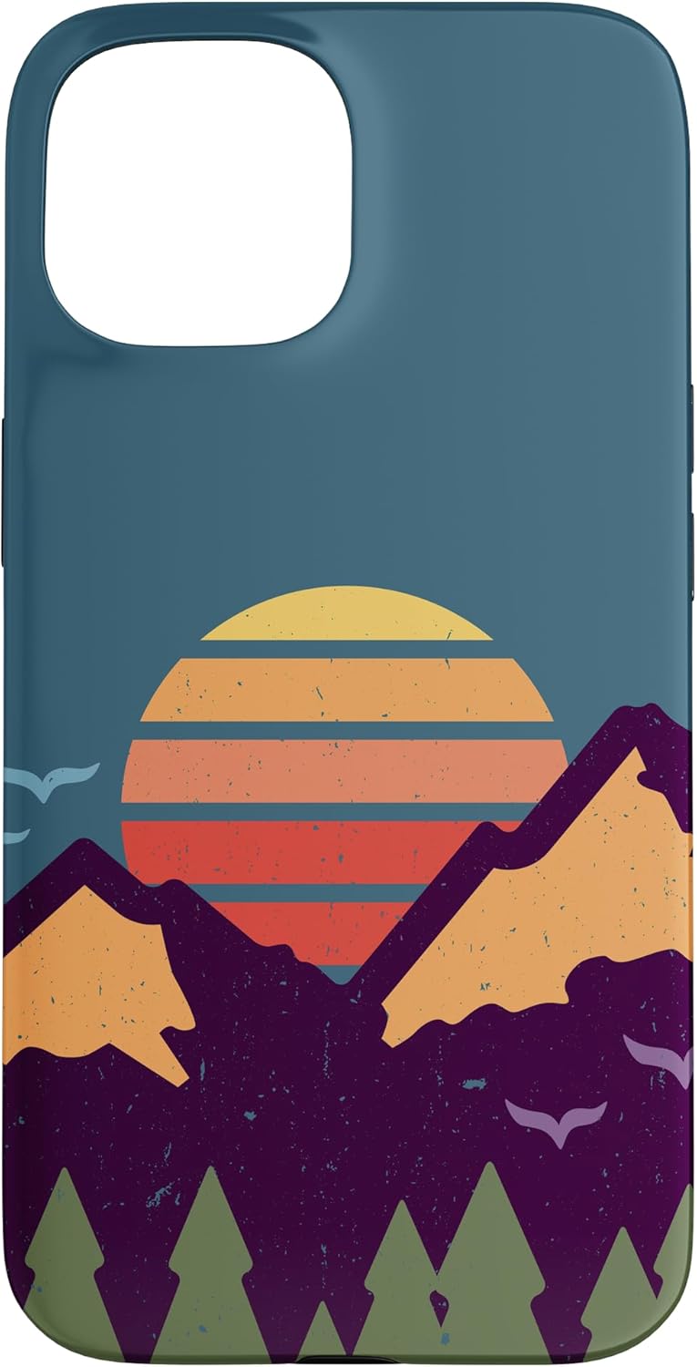iPhone 13 Retro Sunset Mountains & Trees For Campers Case