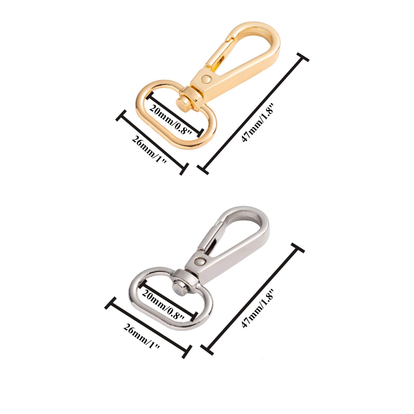 20 Pièces Crochets Mousquetons Pivotants En Métal,fermoirs