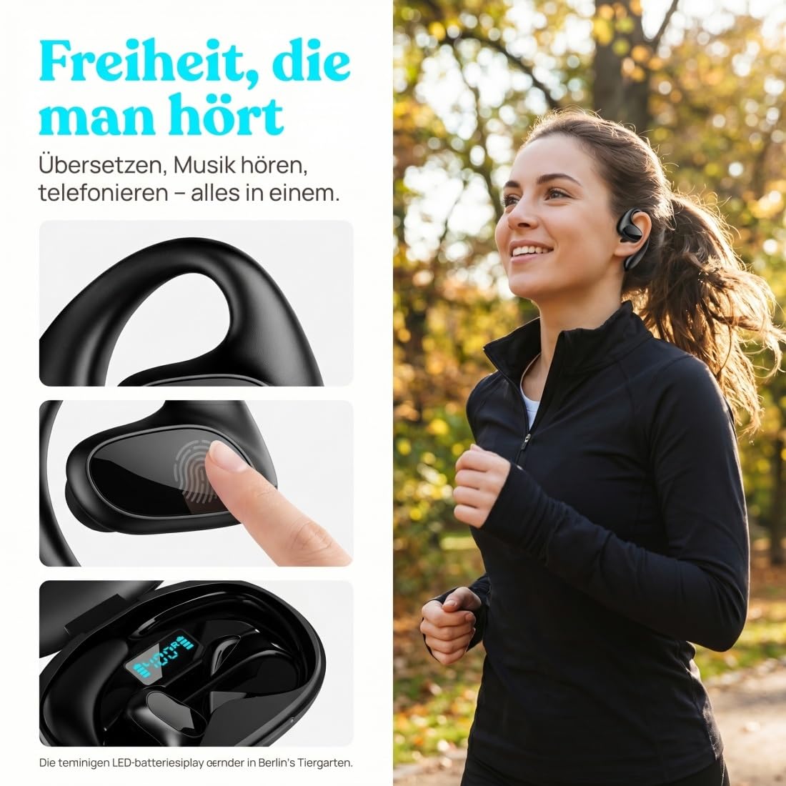 Yagerod Sonabuds Ki Übersetzer Kopfhörer, Sona Buds Übersetzungskopfhörer, Kopfhörer mit Übersetzer, Übersetzers Ohrhörer mit Echtzeit Übersetzung in 140+ Sprachen, Hd Sound, Geräuschreduzierung(E)